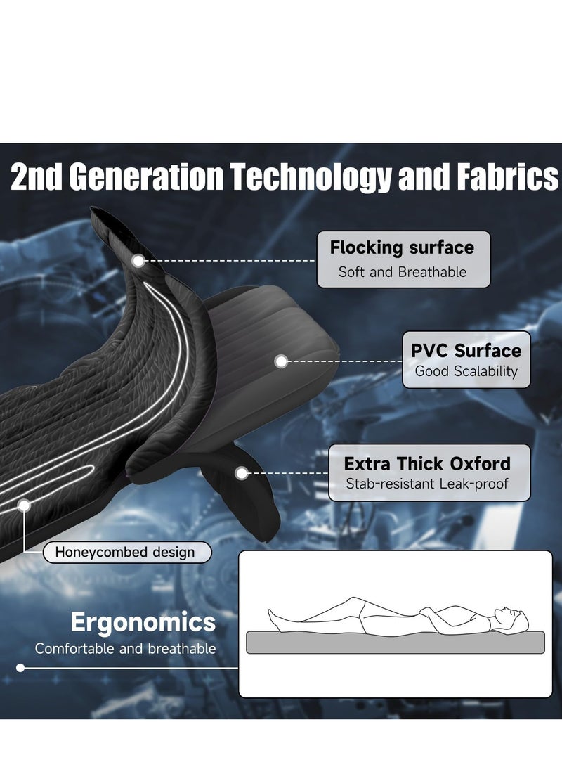 FlashHawk SUV Car Air Mattress- Flocking Inflatable Car Sleeping Bed for Car Back Seat with Electric Air Pump, For Outdoor Camping Travel, Black - Image 2