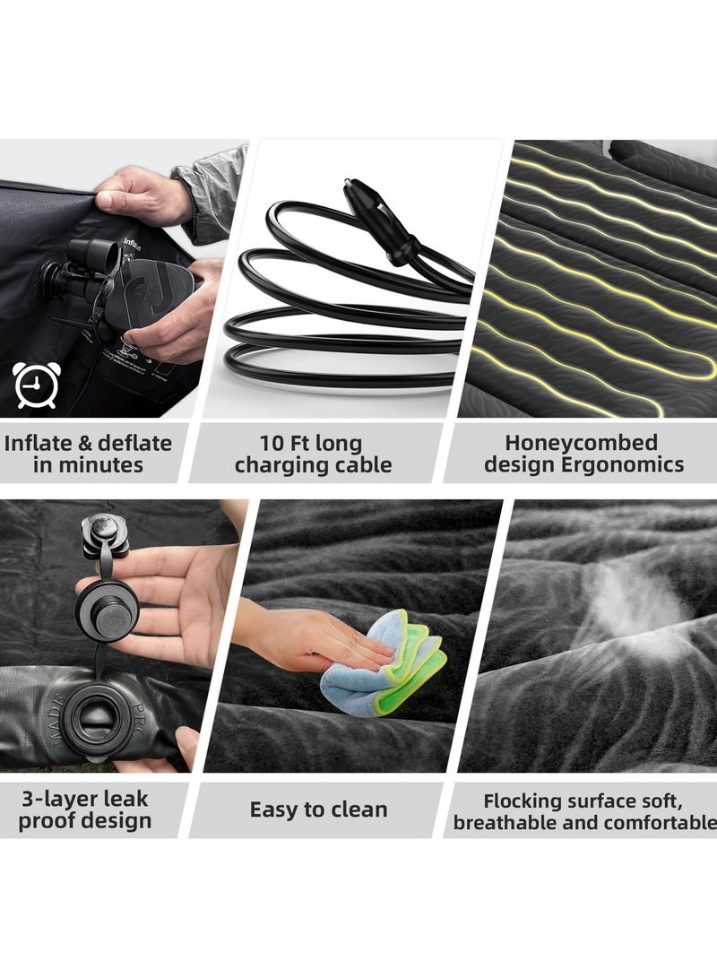 FlashHawk SUV Car Air Mattress- Flocking Inflatable Car Sleeping Bed for Car Back Seat with Electric Air Pump, For Outdoor Camping Travel, Black - Image 5