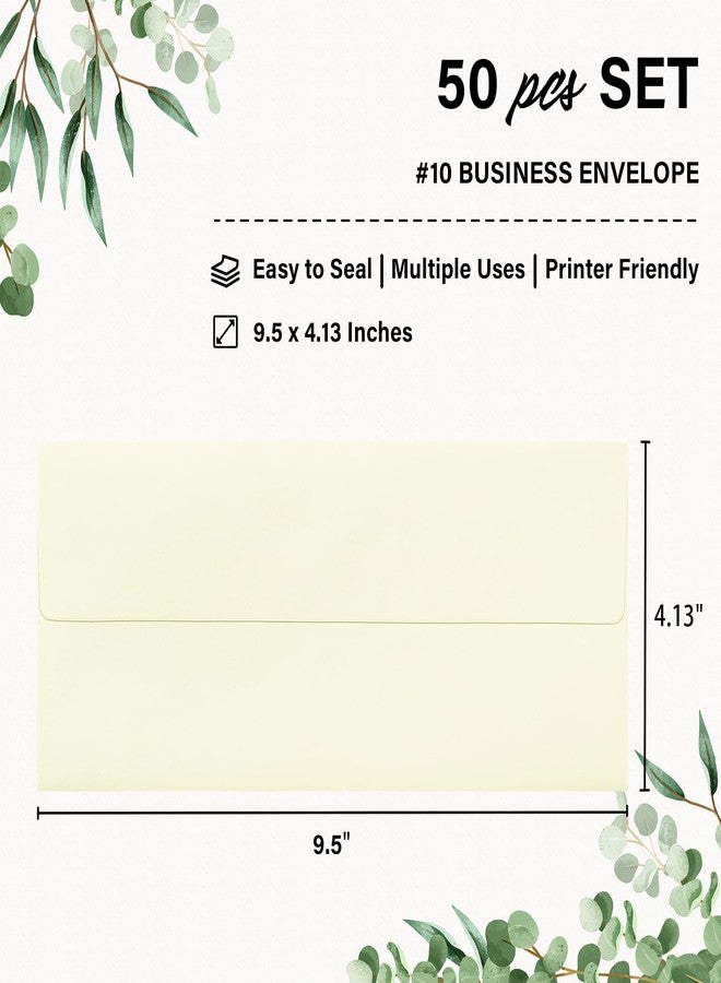 QIKSION 50 Pack #10 Business Envelopes, Self Seal Standard Ivory Envelopes for Secure Business & Legal Mailing, Office, Checks, Letter, Invoices, 4 1/8 x 9 1/2 Inches - Image 2