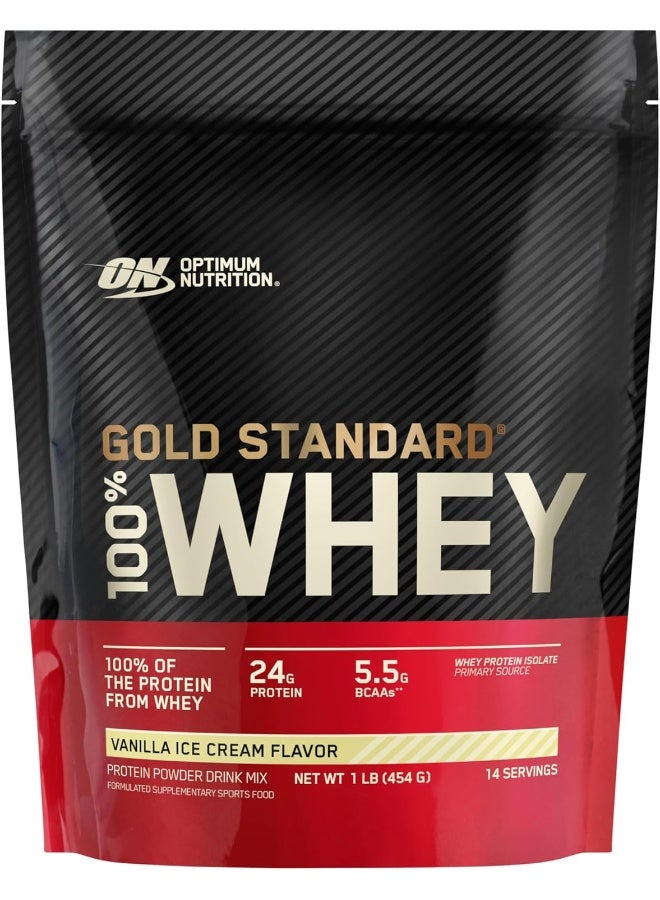 Optimum Nutrition Gold Standard Whey Protein Powder Vanilla Ice Cream 1lb - Image 1