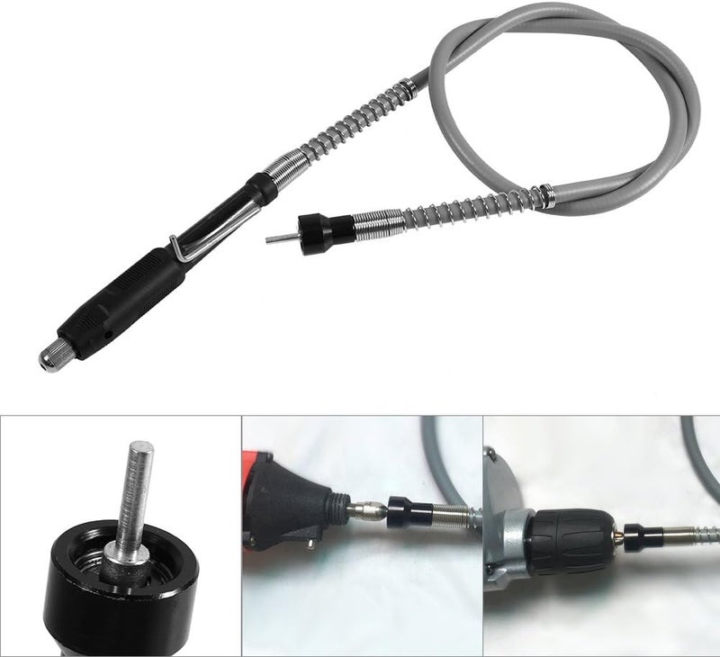Fdit Universal Flexible Flex Shaft Extension Cord Flexible Shaft for Rotary Grinder Tool M8 Keyless Chuck Clamping Dia. 3.2mm - Image 5