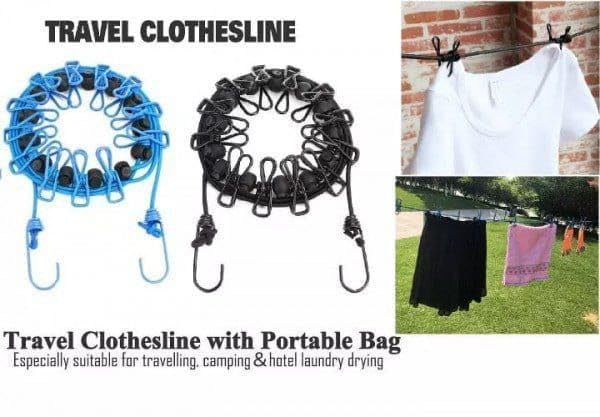 Veloxi EXIM Cloth Drying Rope with Hooks Elastic Hanging Rope for Travel Home and Outdoor Drying Includes 12 ClipsKapde Sukhane ki Rassi Wire Pack of 2 Multicolour - Image 4