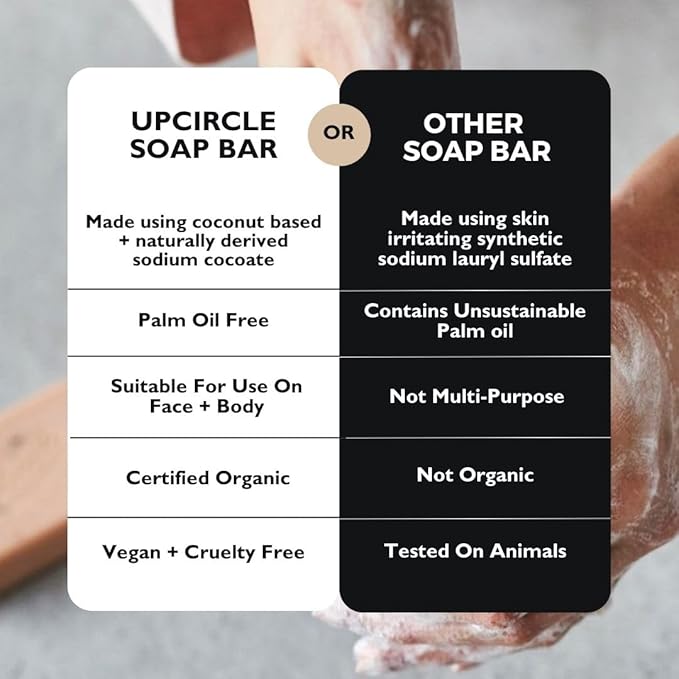 UpCircle Cinnamon Ginger Chai Soap Bar 100g Certified Organic Vegan Cleanser For Face And Body French Pink Clay Glycerin Reducing Redness Irritation Natural CrueltyFree Palm Oil Free - Image 4