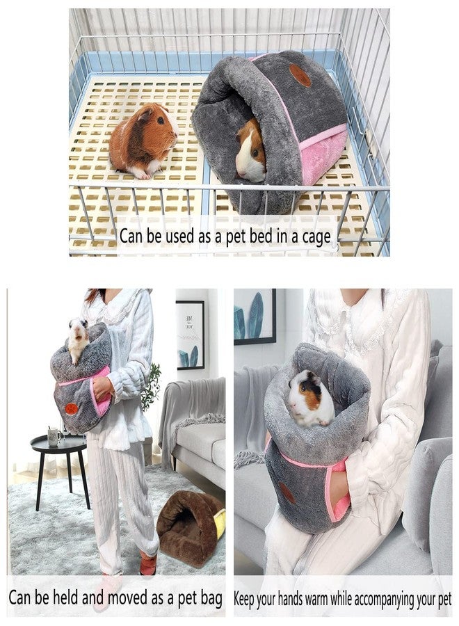 LEFTSTARER Guinea Pig Bed Cuddle Sack Warm Soft and Cuddly Carrier Nest House Cage Accessories for Rat Ferret Hedgehog Squirrel Chinchilla Small Animal Sleeping Bedding (2.Brown) - Image 2