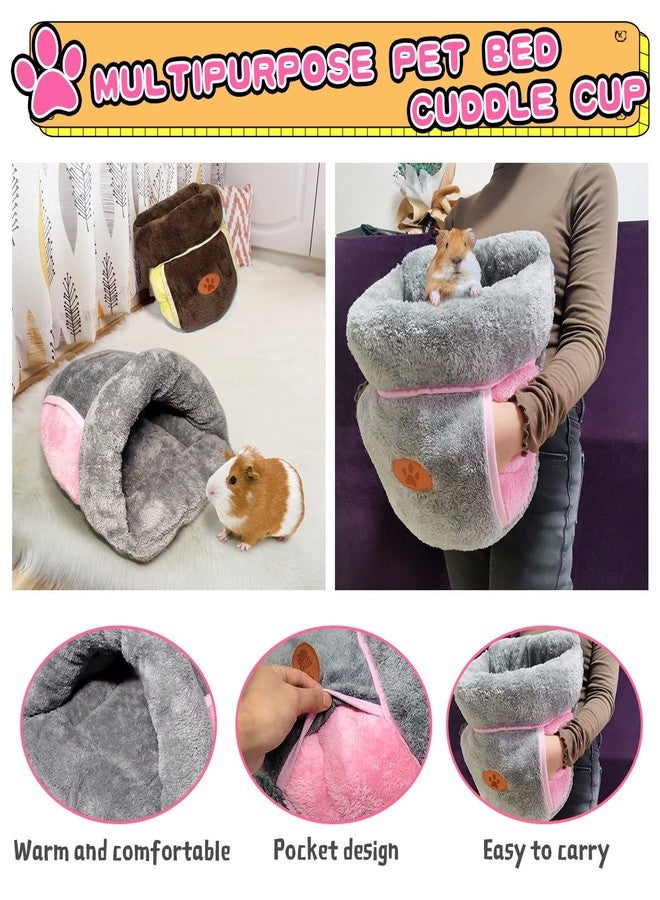 LEFTSTARER Guinea Pig Bed Cuddle Sack Warm Soft and Cuddly Carrier Nest House Cage Accessories for Rat Ferret Hedgehog Squirrel Chinchilla Small Animal Sleeping Bedding (2.Brown) - Image 3