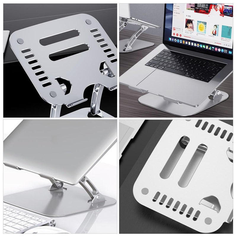 Adjustable Aluminum Laptop Stand Portable Foldable Desktop Holder Silver - Image 5