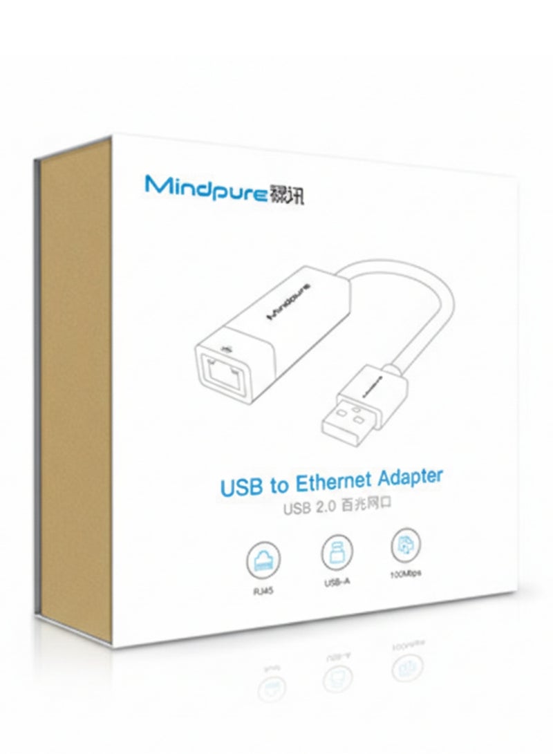 مينديبوريت محول شبكة إيثرنت Mindpure (Ethernet Network Adapter)، من USB 2.0 إلى RJ45 بسرعة 10/100 ميجابايت، تشغيل مباشر بدون تعريف، متوافق مع نينتندو سويتش، ستيم ديك، لابتوب، وويندوز - Image 5