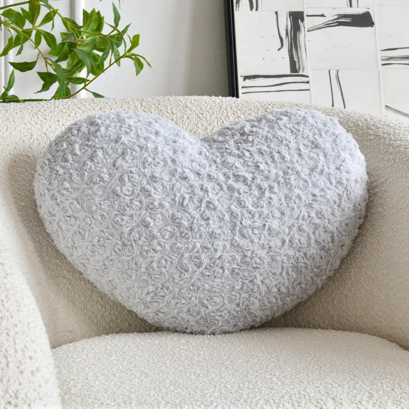 ZCNYCLAM Heart Pillow, Soft Heart Shaped Pillow with Room Decorative Throw Pillows for Bed Couch Chair Sofa, Heart Shaped Cute Throw Pillow Cushion for Bedroom Living Room (Grey, Mini 12.9" x 9.8") - Image 1