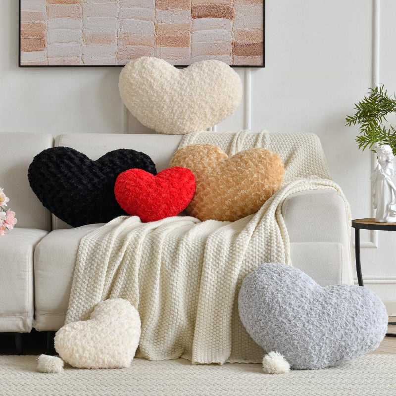 ZCNYCLAM Heart Pillow, Soft Heart Shaped Pillow with Room Decorative Throw Pillows for Bed Couch Chair Sofa, Heart Shaped Cute Throw Pillow Cushion for Bedroom Living Room (Grey, Mini 12.9" x 9.8") - Image 2