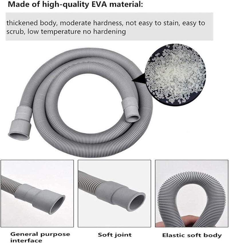 Atack-B 2m Washing Machine Drain Hose, 20-32mm Interface, EVA Material, Grey - Image 2