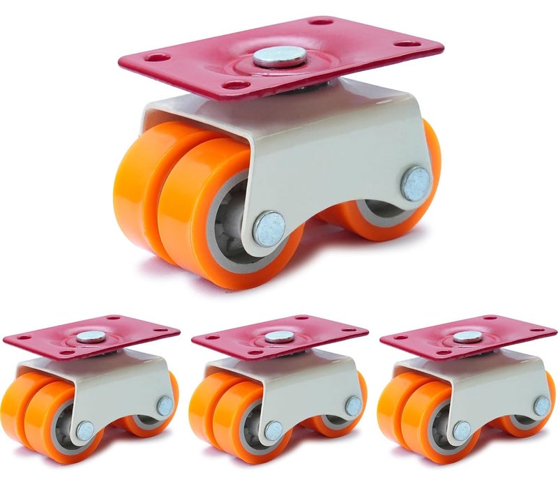 Hepiack Heavy Duty 360 Rotating Caster Wheels 4 Nylon Moving Rollers for Furniture Tables Trolleys 375400Kg Load Capacity Durable Orange Design Pack of 4 - Image 5