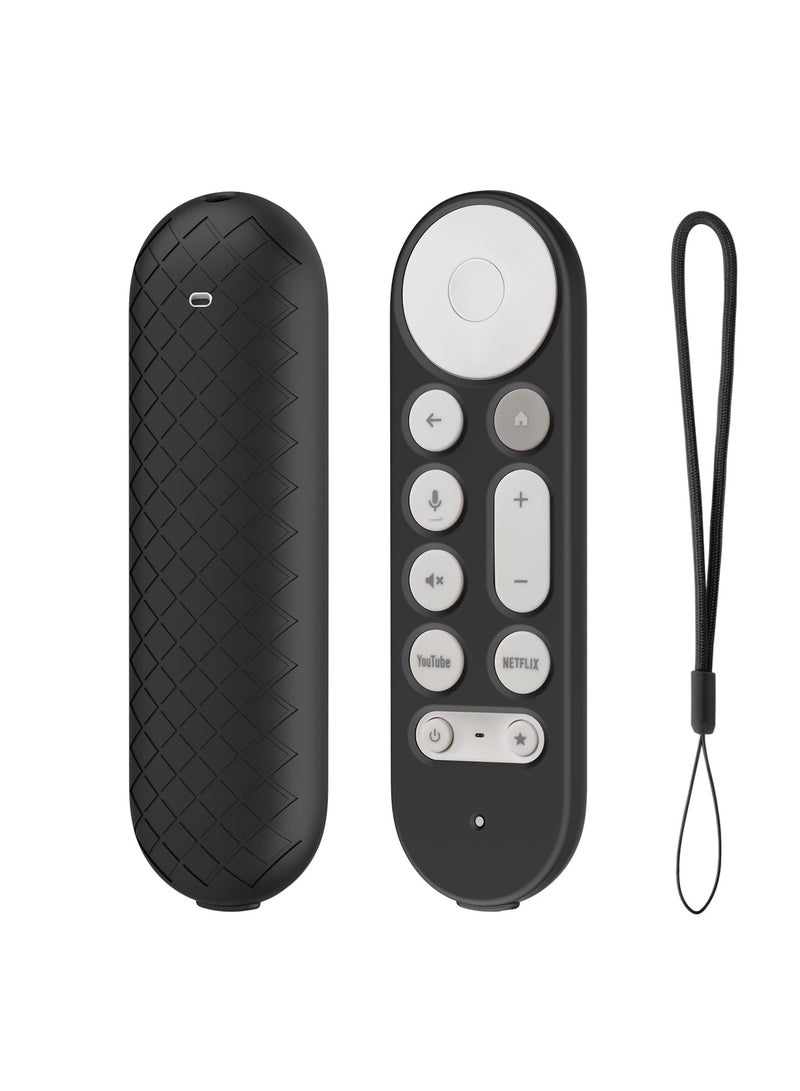Case Cover for Google TV Streamer 4K 2024 Voice Remote Black Silicone Skin with Lanyard - Image 1