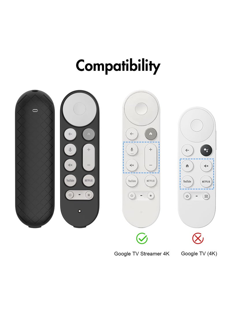 Case Cover for Google TV Streamer 4K 2024 Voice Remote Black Silicone Skin with Lanyard - Image 2