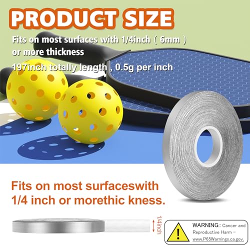 ArlinaL Lead Tape for Pickleball Paddles, Adhesive Pickleball Paddle Weight Lead Tape, 0.5 Grams Per Inch 1/4 × 197 Inch, 5 mil - Image 2