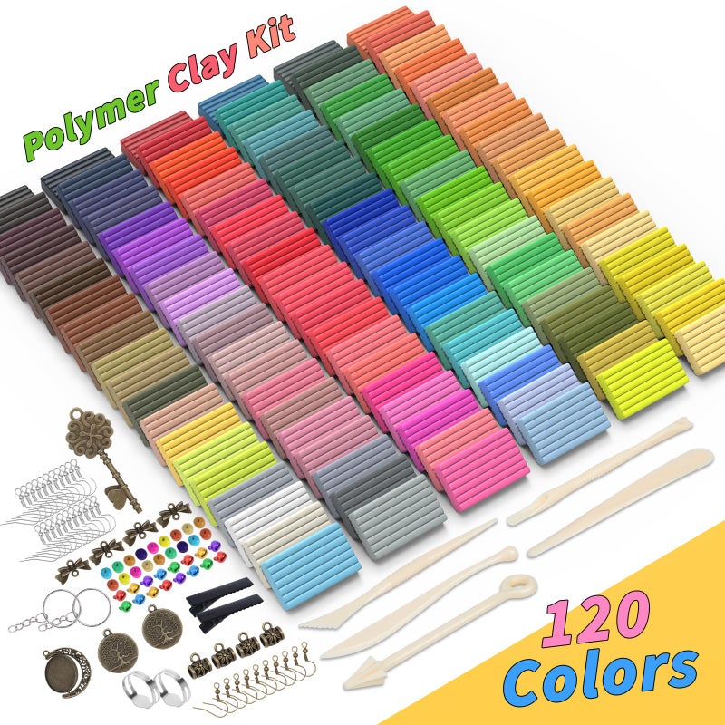 UZLU 285 Pcs Polymer Clays 120 Bright Colors Oven Bake Clay Non-Sticky Modeling Clay DIY Starter Kit with Sculpting Tool and Accessories for Beginner Artists Jewelry Making Craft Gifts - Image 2