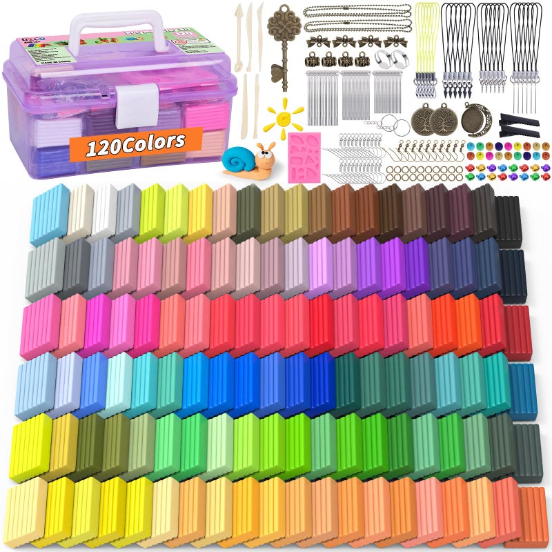 UZLU 285 Pcs Polymer Clays 120 Bright Colors Oven Bake Clay Non-Sticky Modeling Clay DIY Starter Kit with Sculpting Tool and Accessories for Beginner Artists Jewelry Making Craft Gifts - Image 1