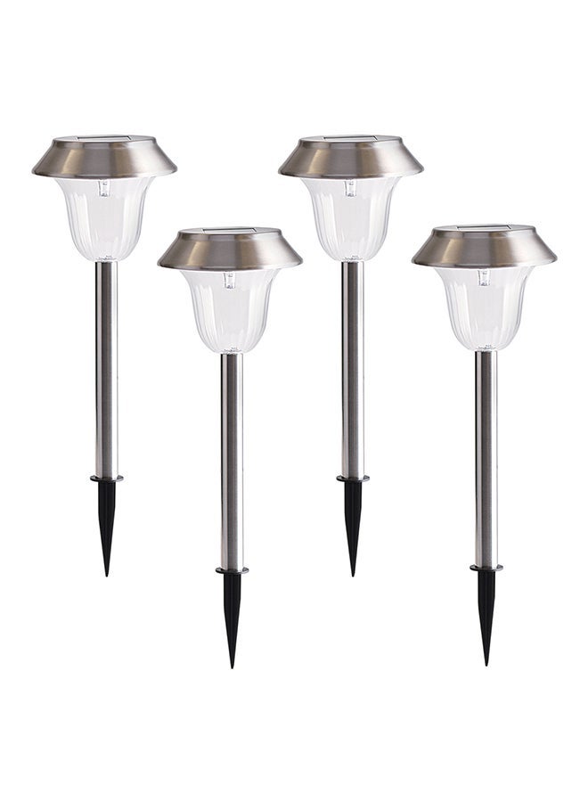 NIBEMINENT 4-Piece Solar Powered LED Landscape Light Set White/Gold/Black 25 x 22cm  - Image 1