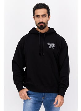 Wrangler Men Hooded Long Sleeve Graphic Sweatshirt, Black  - Image 1