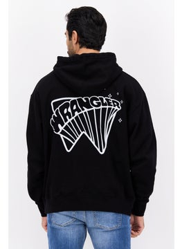 Wrangler Men Hooded Long Sleeve Graphic Sweatshirt, Black  - Image 3