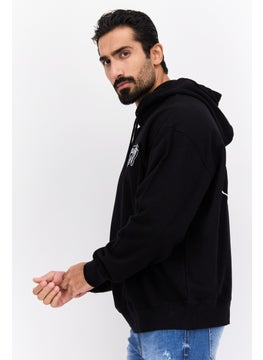 Wrangler Men Hooded Long Sleeve Graphic Sweatshirt, Black  - Image 2