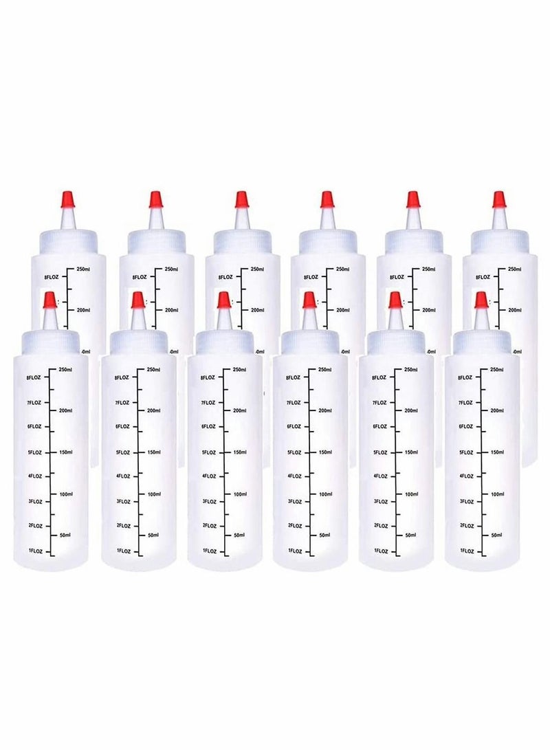 Y&D Condiment Squeeze Bottles, 12 Pack 240 ML Plastic Bottles With Red Tip Cap Tie Dye Empty Paint Bottle For Ketchup, BBQ, Sauces, Syrup, Condiments, Dressings, Arts - Image 1