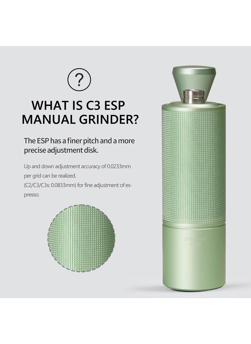TIMEMORE - Chestnut C3 ESP Hand Coffee Grinder, Manual Coffee Hand Grinder Capacity 25g with CNC Stainless Steel Conical Burr, Internal Adjustable Setting, Double Bearing Positioning for Travel, Camping (Green) - Image 1