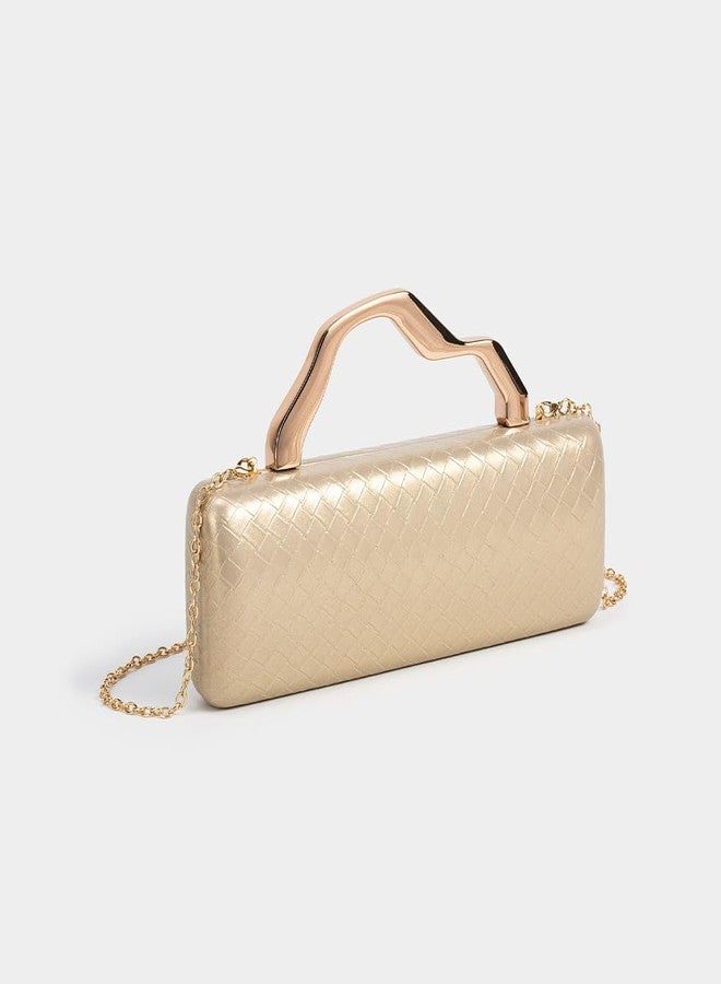 CUXVA Woven Pattern Clutch Purse for Women Pu Leather Evening Bag Unique Top Handle Handbag for Wedding Party Prom - Image 4