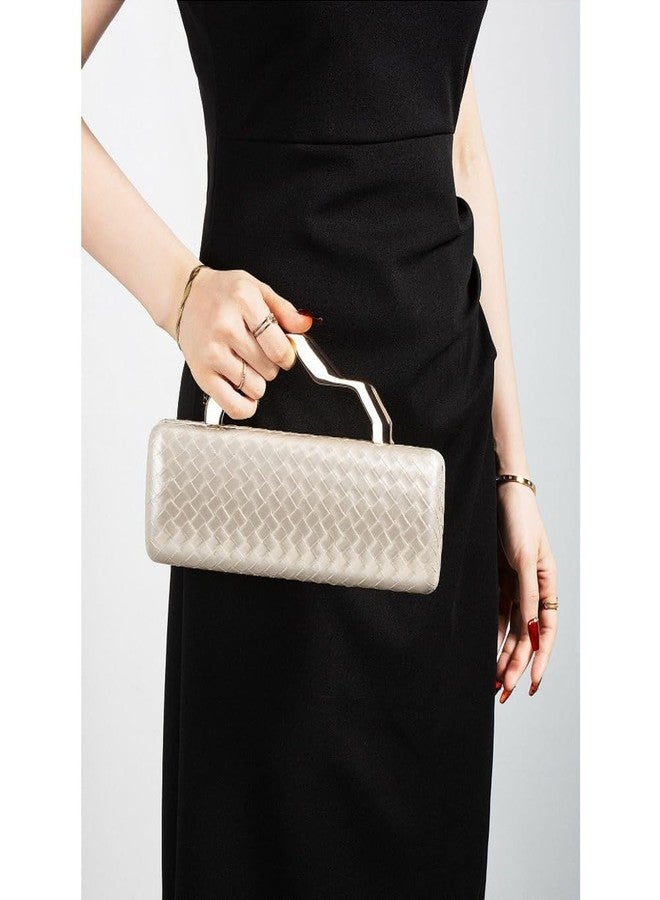 CUXVA Woven Pattern Clutch Purse for Women Pu Leather Evening Bag Unique Top Handle Handbag for Wedding Party Prom - Image 2