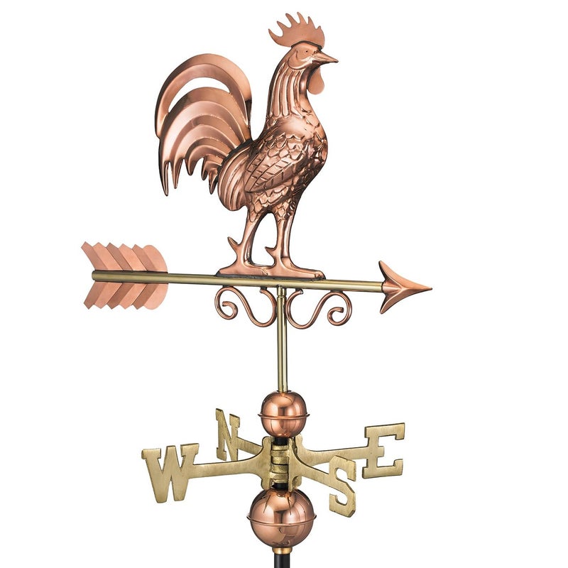 Good Directions Patina Copper Bantam Rooster Weathervane Decorative Rooftop Accent for Barns Homes Sheds and Cupolas Durable Handcrafted