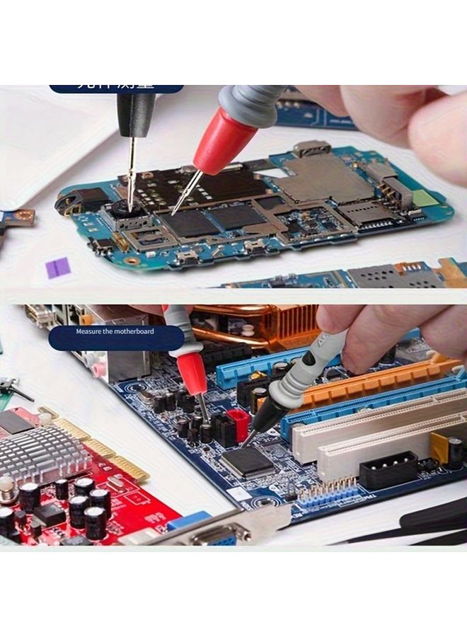 أقلام مسبار نحاسية مطلية بالذهب 1000 فولت 20 أمبير للقياس المتعدد بأسلاك حمراء وسوداء ذات رؤوس دقيقة - Image 4