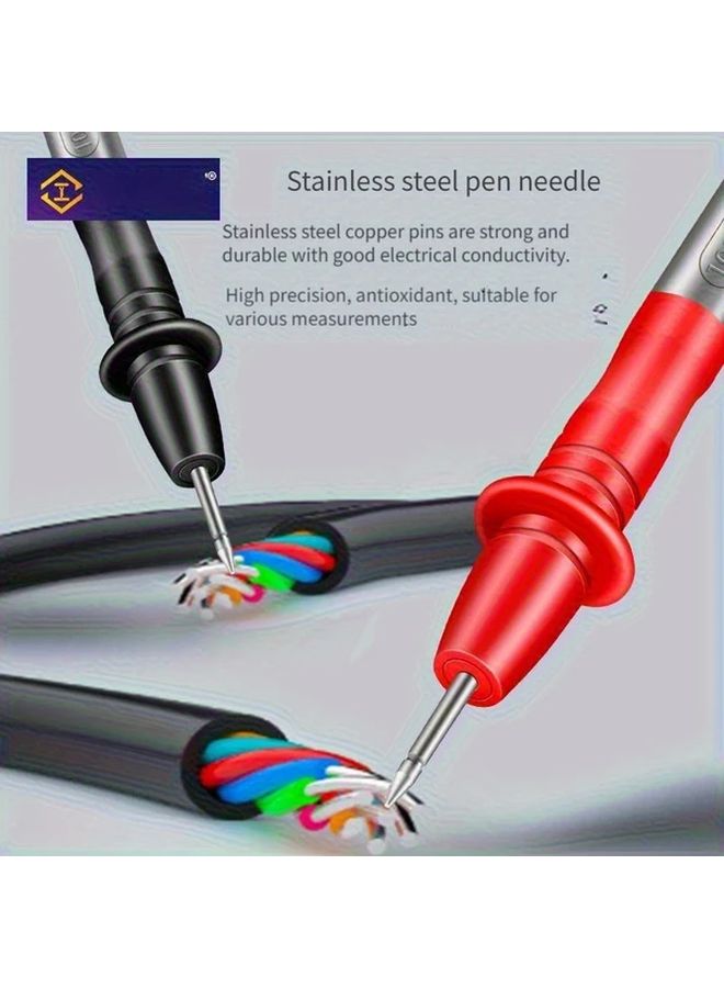 أقلام مسبار نحاسية مطلية بالذهب 1000 فولت 20 أمبير للقياس المتعدد بأسلاك حمراء وسوداء ذات رؤوس دقيقة - Image 5