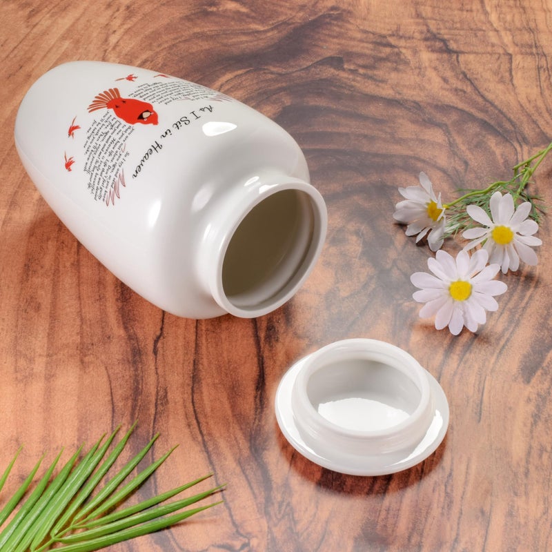 SOITIS Urns for Human Ashes Decorative Urns for Adult Human Ashes Ceramics Cremation Urns Adult Size Large up to 220lbs-White Urns with Red Bird - Image 4