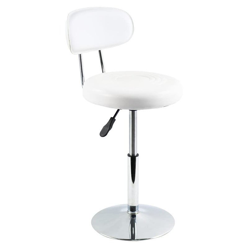 FURWOO FURWOO White PU Leather Swivel Salon Chair  Mini Barber Shop Stool with Backrest for Manicure Tattoo and Office Use 