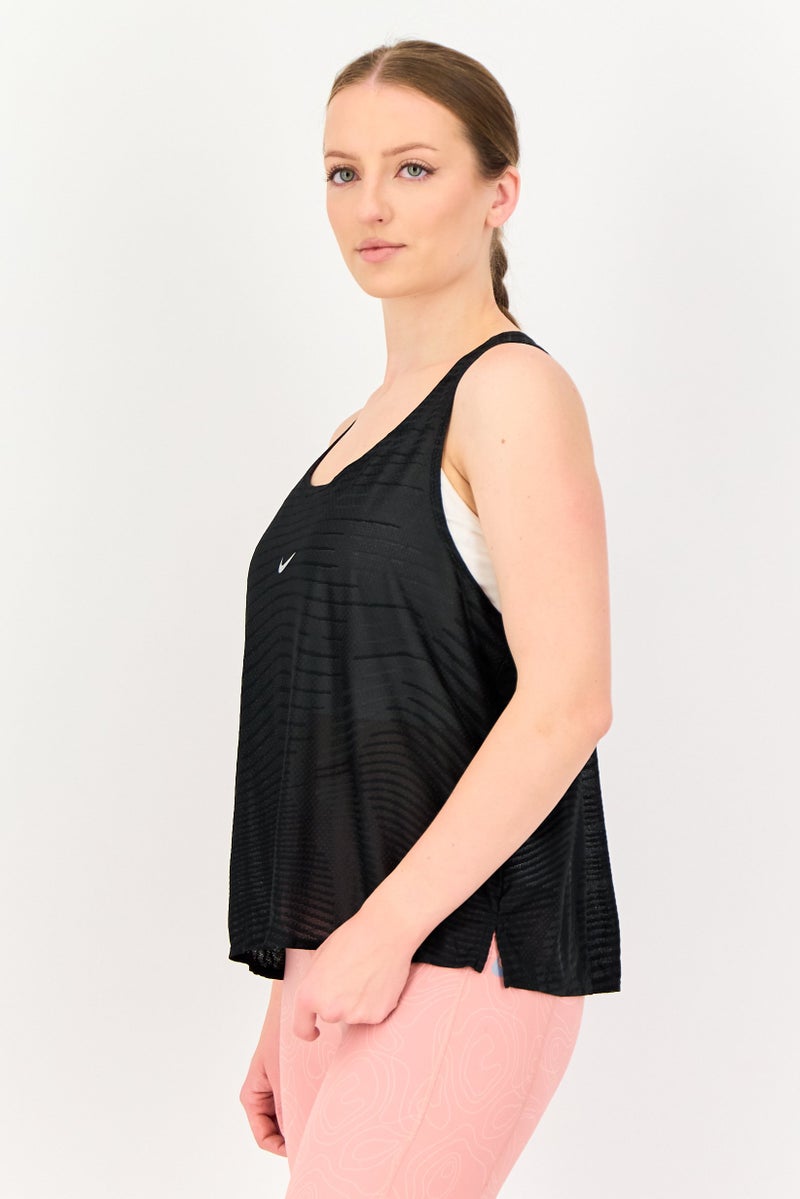 Nike Women Standard Fit Sleeveless Running Tank Top, Black - Image 2