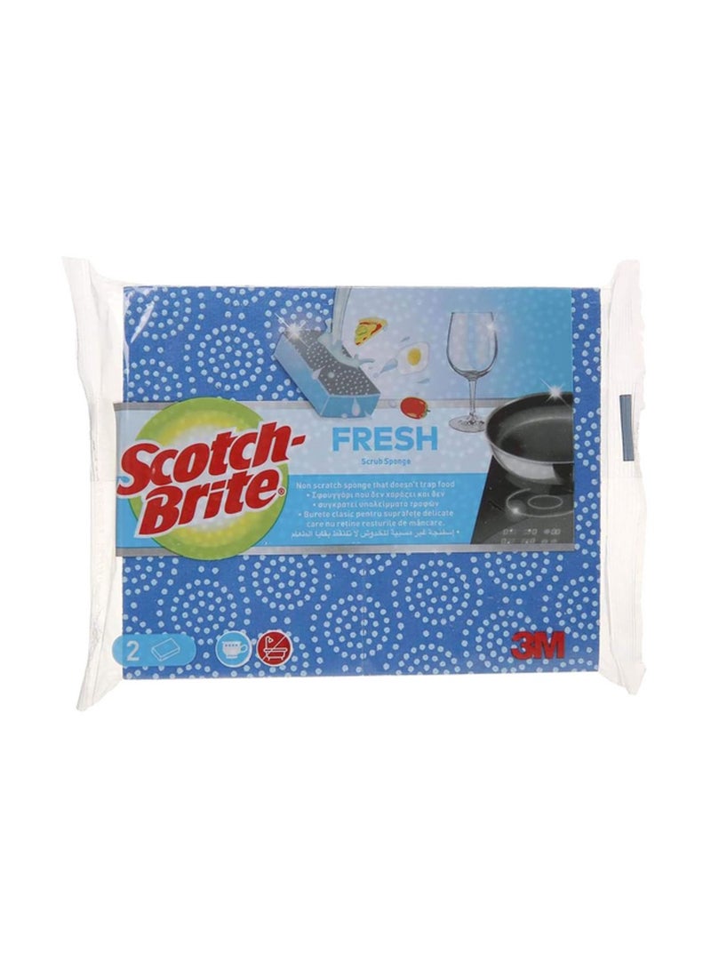Scotch Brite 2-Piece Fresh Non Scratch Scrub Sponge Blue and White - Image 1