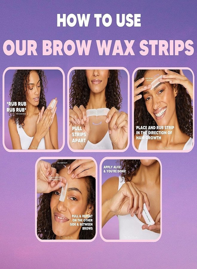 No mo-stache No Mo-Unibrow Shark Tank Wax Strips for Hair Removal - Hypoallergenic All Skin Types - Facial Hair Removal For Women - 12 Travel Friendly Wax Strips For Brows, Lip, Chin, Face + Post Wax Aloe Cream " - Image 4