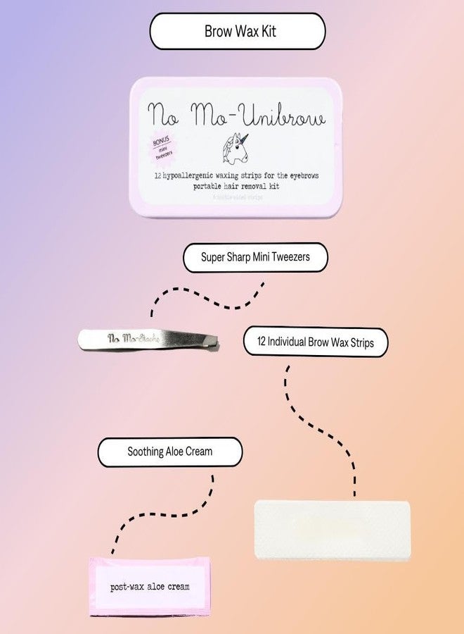 No mo-stache No Mo-Unibrow Shark Tank Wax Strips for Hair Removal - Hypoallergenic All Skin Types - Facial Hair Removal For Women - 12 Travel Friendly Wax Strips For Brows, Lip, Chin, Face + Post Wax Aloe Cream " - Image 5