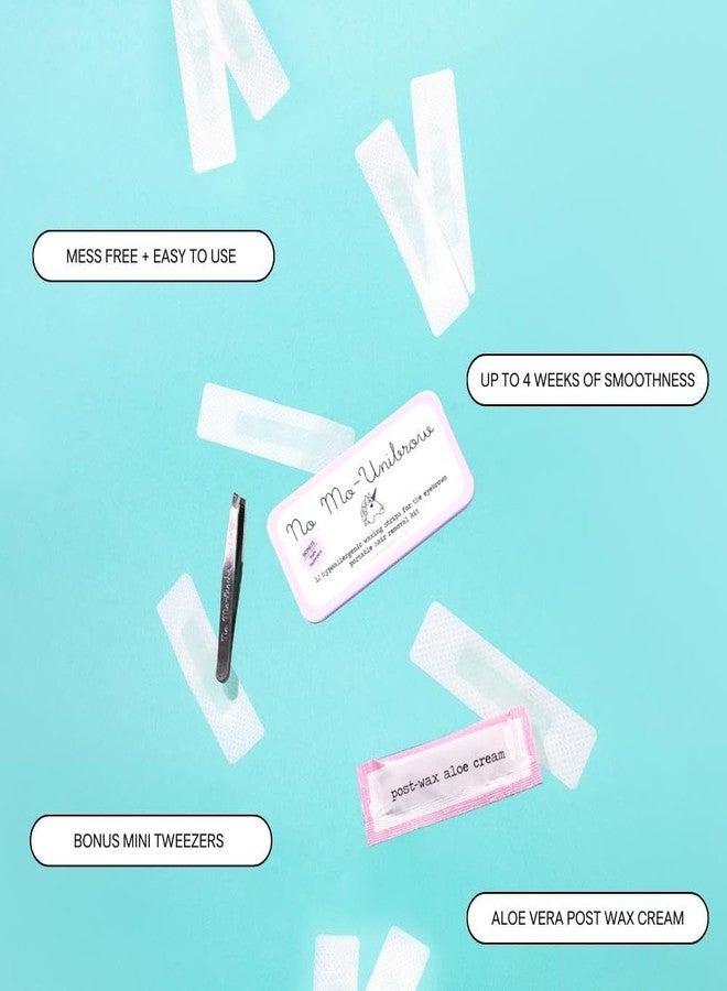 No mo-stache No Mo-Unibrow Shark Tank Wax Strips for Hair Removal - Hypoallergenic All Skin Types - Facial Hair Removal For Women - 12 Travel Friendly Wax Strips For Brows, Lip, Chin, Face + Post Wax Aloe Cream " - Image 2
