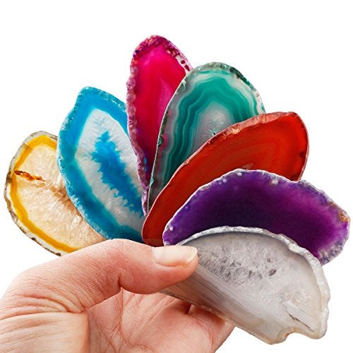 mookaitedecor Polished Agate Light Table Slices,Geode Agate Slab Cards Pack of 12 - Image 4