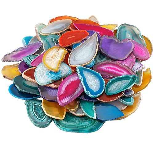 mookaitedecor Polished Agate Light Table Slices,Geode Agate Slab Cards Pack of 12 - Image 1