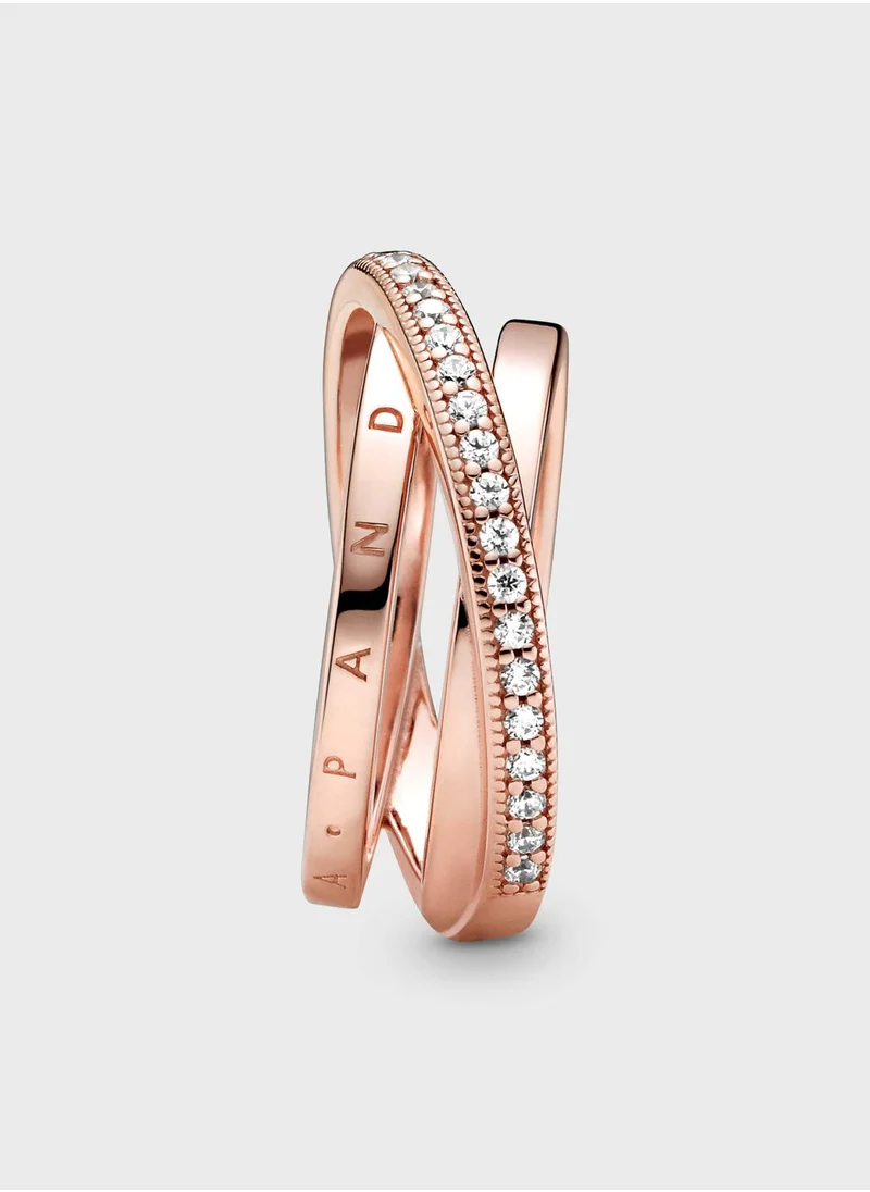 PANDORA Crossover PavÃ© Triple Band Ring