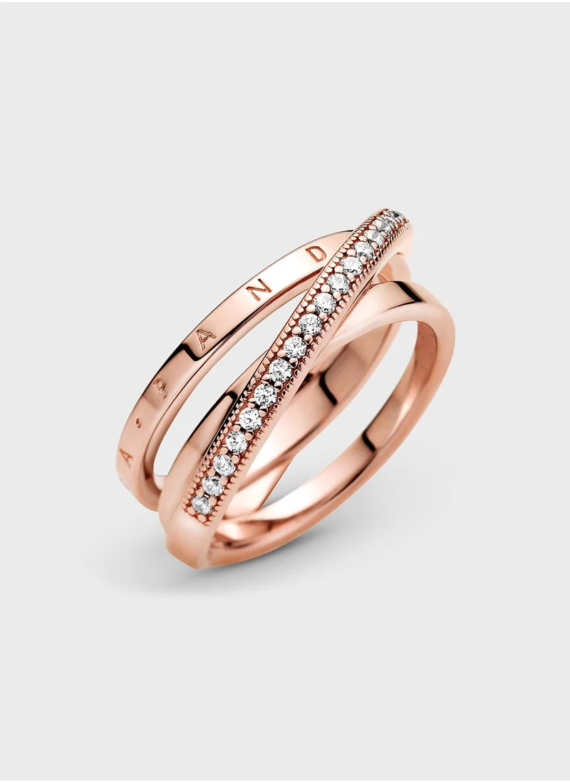 PANDORA Crossover PavÃ© Triple Band Ring