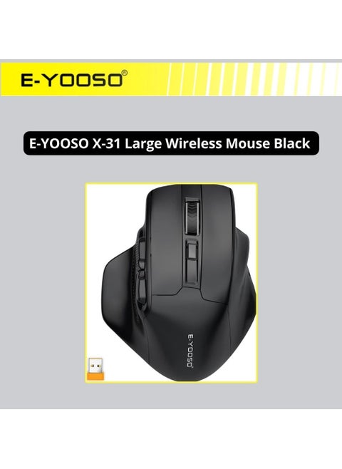 E-YOOSO X-31 Large Wireless Mouse, Large Mouse for Big Hands, 5-Level 4800 DPI, 6 Button Big Ergo Computer Mouse, 18 Months Battery Life Cordless Mouse for Laptop, Mac, Chromebook, PC, Windows(Black)