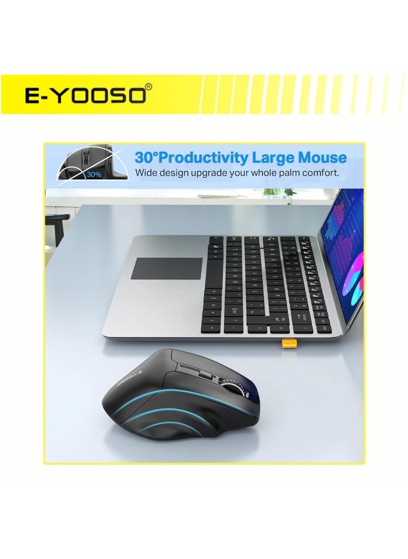 E-YOOSO - E-YOOSO X-31 Large Wireless Mouse, Large Mouse for Big Hands, 5-Level 4800 DPI, 6 Button Big Ergo Computer Mouse, 18 Months Battery Life Cordless Mouse for Laptop, Mac, Chromebook, PC, Windows(Black) - Image 1