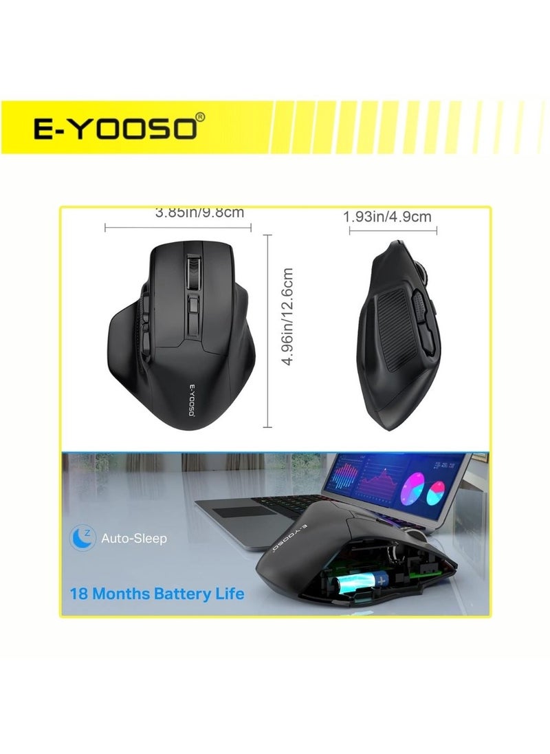 E-YOOSO - E-YOOSO X-31 Large Wireless Mouse, Large Mouse for Big Hands, 5-Level 4800 DPI, 6 Button Big Ergo Computer Mouse, 18 Months Battery Life Cordless Mouse for Laptop, Mac, Chromebook, PC, Windows(Black) - Image 1