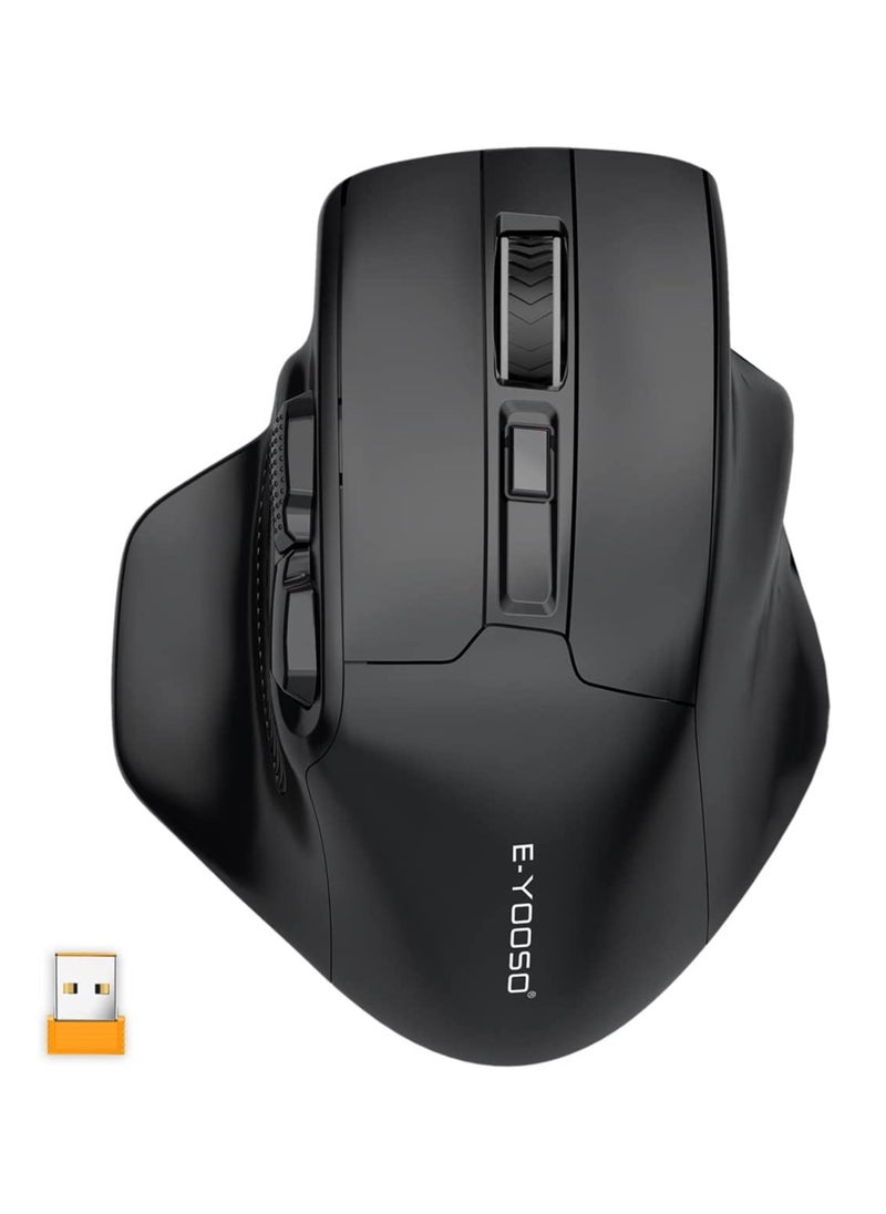 E-YOOSO - E-YOOSO X-31 Large Wireless Mouse, Large Mouse for Big Hands, 5-Level 4800 DPI, 6 Button Big Ergo Computer Mouse, 18 Months Battery Life Cordless Mouse for Laptop, Mac, Chromebook, PC, Windows(Black) - Image 1