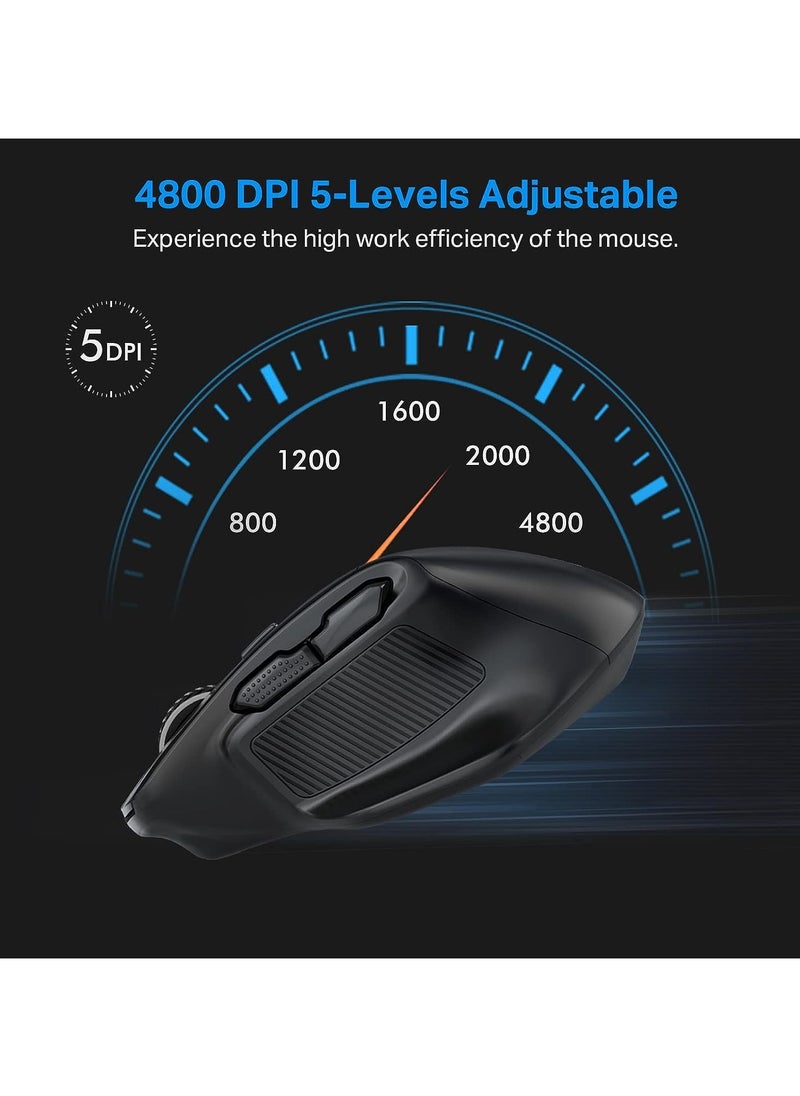 E-YOOSO - E-YOOSO X-31 Large Wireless Mouse, Large Mouse for Big Hands, 5-Level 4800 DPI, 6 Button Big Ergo Computer Mouse, 18 Months Battery Life Cordless Mouse for Laptop, Mac, Chromebook, PC, Windows(Black) - Image 1