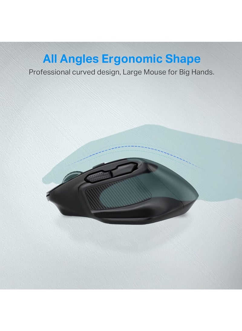 E-YOOSO - E-YOOSO X-31 Large Wireless Mouse, Large Mouse for Big Hands, 5-Level 4800 DPI, 6 Button Big Ergo Computer Mouse, 18 Months Battery Life Cordless Mouse for Laptop, Mac, Chromebook, PC, Windows(Black) - Image 1