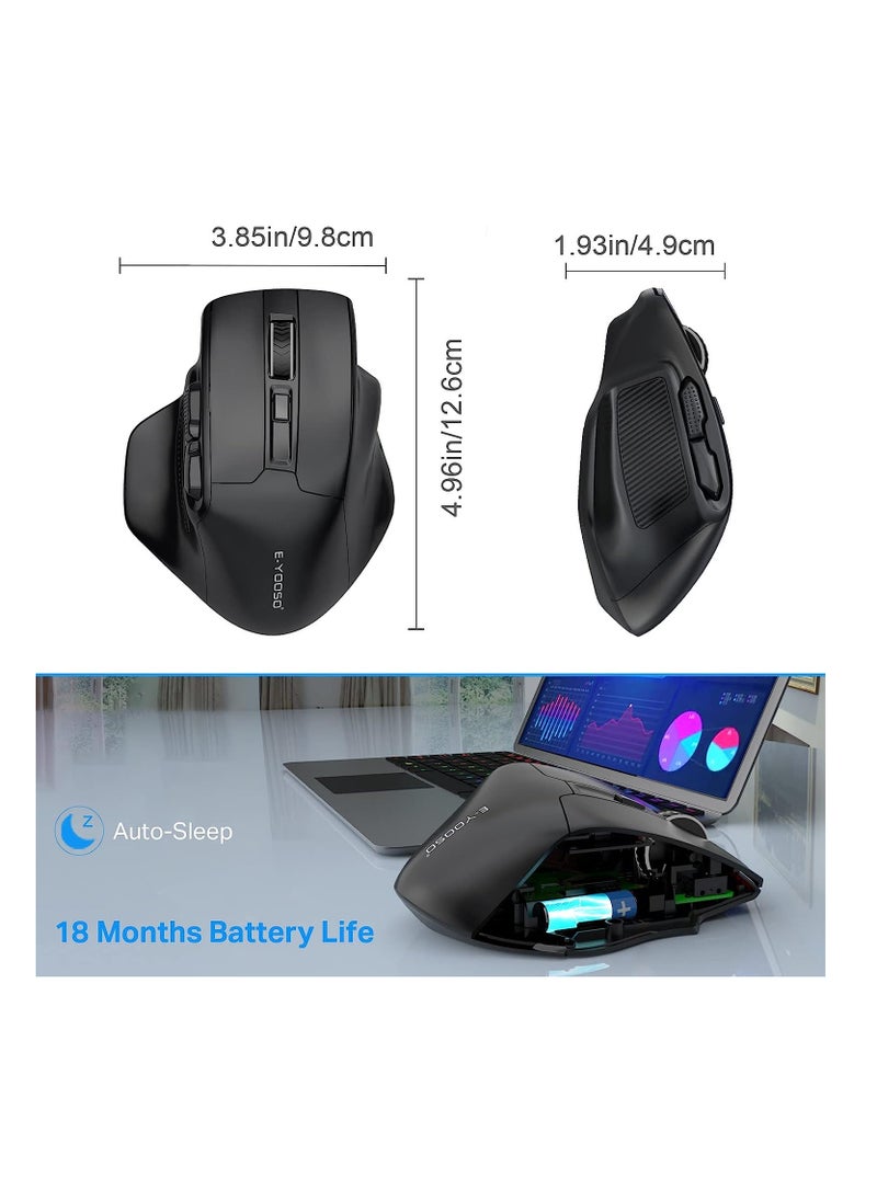 E-YOOSO - E-YOOSO X-31 Large Wireless Mouse, Large Mouse for Big Hands, 5-Level 4800 DPI, 6 Button Big Ergo Computer Mouse, 18 Months Battery Life Cordless Mouse for Laptop, Mac, Chromebook, PC, Windows(Black) - Image 1