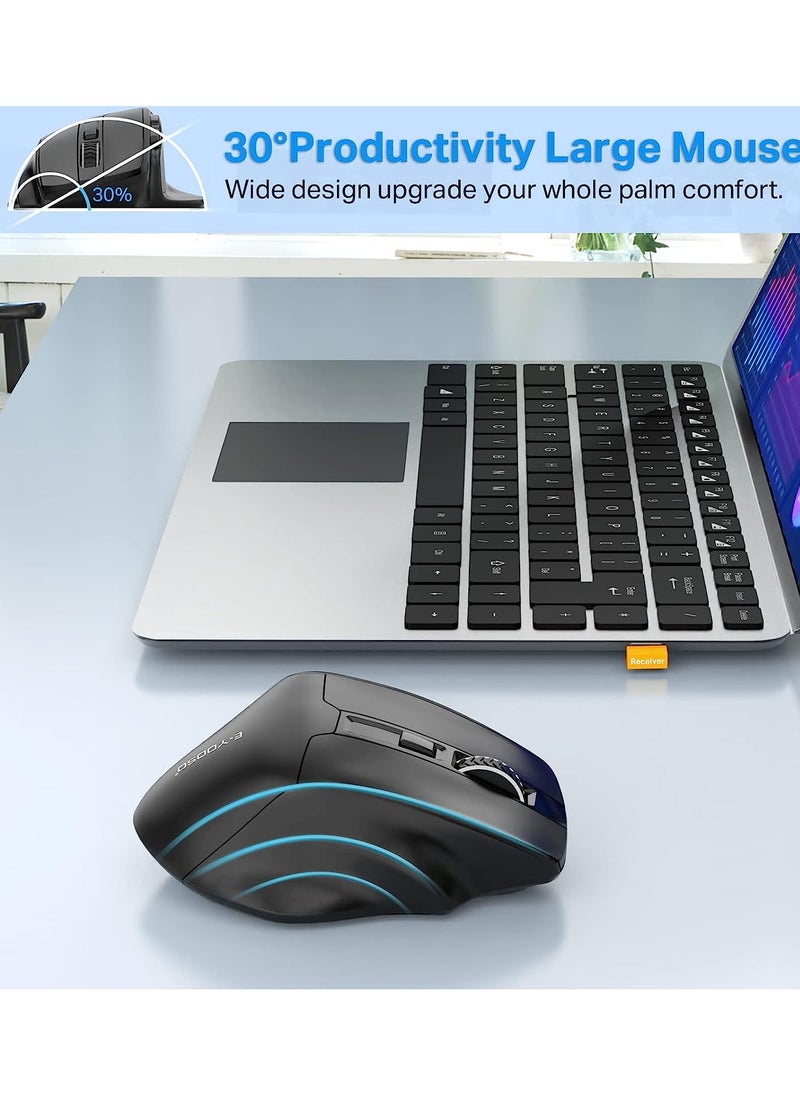 E-YOOSO - E-YOOSO X-31 Large Wireless Mouse, Large Mouse for Big Hands, 5-Level 4800 DPI, 6 Button Big Ergo Computer Mouse, 18 Months Battery Life Cordless Mouse for Laptop, Mac, Chromebook, PC, Windows(Black) - Image 1